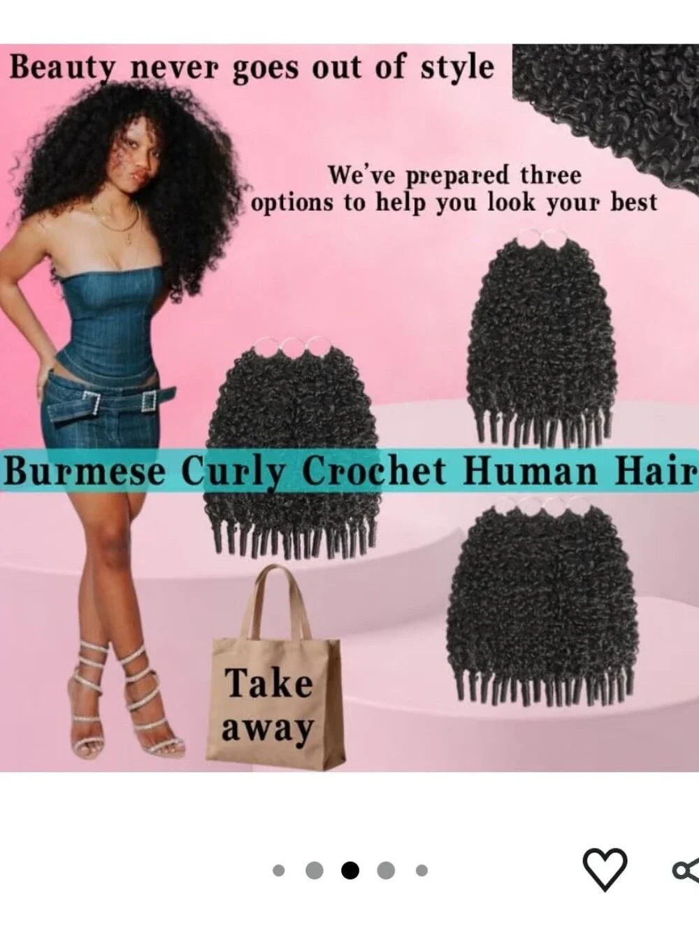 Burmese Curly Crochet Human Hair 18IN 180g Miracle Knots